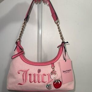 Juicy Couture Pink Embroidered Strawberry Shoulder Bag